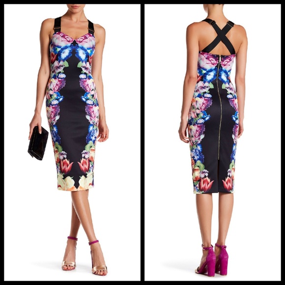 💕TED BAKER💕 Floral Bodycon Midi Dress NWT - Picture 3 of 8